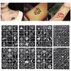 1 folha 4812 mapas glitter tatuagem estêncil flor geometria desenho modelos aerógrafo mulheres crianças pequenas tatuagens de henna 2420973534255