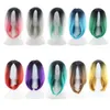 Anime COS color wig long straight hair gradient color bobo head short hair wig set