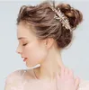 Magnifiques Barrettes à cheveux de mariage avec cristaux autrichiens dorés faits à la main, strass, feuille de fleur, accessoires pour cheveux