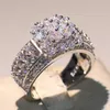 Funkelnder Original Hot Choucong Marke Luxusschmuck 925 Sterling Silber Prinzessin Weißer Topas CZ Diamant Eternity Damen Ehering Ring