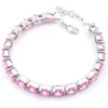 5 pcs luckyshine clássico rosa kunzite gemas para mulheres quadrados cubic zirconia cadeia braceletes rússia austrália braceletes pulseira grátis shippin grátis