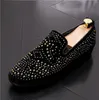 Style Men loafers nya Sier Black Diamond Rhinestones Spiked loafers modenitar Skor Bröllopsfestskor G118 1258