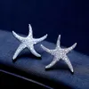 Kolczyki w stylu rozgwiazdy białego złota 5a przezroczyste diamentowe CZ Wedding Studs For Festival Festival Prezent229W