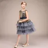 Klänning Rose Gold Sequins Blush Tulle Ball Gown Flowers Girls 'Dresses 2018 Puffy Little Girls Formell Bröllopsfestklänning