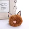 Genenic Fluffy Rabbit Fur Toys Cat Ear Keychain Fluffy PomPom Key Chain For Woman Bag Keyring Child Gifts