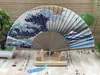 結婚式の好意日本山富士神奈川県ブルーウェーブシルクファン竹折りたたみ式ハンドファンポータブルファンQW7501