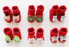 Medias navideñas para bebés recién nacidos Calcetines de suelo de felpa Calcetines antideslizantes para bebés pequeños Calcetín de algodón suave con dibujos animados en 3D Espesar rojo