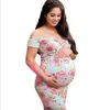 Women Pregnants Sexy Photography Props Off Shoulders Print Nursing Long Dress Maternity Clothes Summer Fashion Maternity Dress