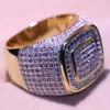 Superbe Marque Desgin Bijoux De Luxe 925 Sterling Silver Gold Filled Pave Full White Sapphire CZ Diamond Men Wedding Finger Band Ring Gift