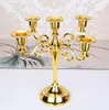 Metalowa świeca Posiadacze Ślubne 5-Arms / 3-Arms Stand Decoration Candelabra Centerpiece Candlestick Decor Crafts Srebrny / Złoto