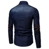 Tactical Business Denim Koszula Mężczyźni Casual Jeans Dress Koszula Camisa Social Masculina Slim Fit Men Bluzka Jesień Z Długim Rękawem Blusas J181154