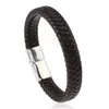 Mens large Bracelet en cuir noir véritable Punk Weave chaîne Bracelet pour hommes Wemon Vintage Bracelet Bracelet Demon868