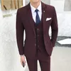 スーツの男性秋と冬の新しい英国スタイル大規模なサイズの格子縞のスーツフォーマルウェアギフトシングルブレストメンズウェディングスーツ