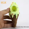 Excellent quality silicone ice cream pipes stash clear glass bowl tobacco tube handheld smoking tools dab rig free ship