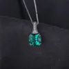 JewelryPalace Classic 21ct Cushion Russian Simulated Emeralds Pendant For Women Real 925 Sterling Silver Classic Jewelry7042554