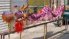 Nuevo 5,5 m 6 niños tamaño Stage Wear prop tela con estampado de seda Kid DRAGON DANCE CHINESE Folk Festival Celebración traje de la mascota Día de primavera