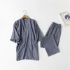 Sweetwear Japon Kimono Erkekler İçin Takım Sıcak Satış Pamuk Kısa Kollu Pijama Setleri Geleneksel Yukata Erkekler Lounge Bathrobe Placroear 121401