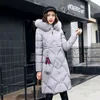 Womens Winterjacken mit Kapuze Faux Pelzkragen extra lang Mantel Frau Parka Massive Baumwolle Gepolsterte warme Outwear