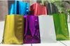 4 colores disponibles al por menor 200 unids/lote bolsas de paquete de papel de aluminio con tapa abierta bolsas de almacenamiento al vacío bolsas de embalaje de alimentos sellado térmico bolsa de embalaje Mylar