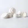 Frascos De Plástico Branco Frascos De Plástico Vazio BPA Livre Rodada Jar Garrafa Loção Creme Para O Rosto Recipiente De Amostra De Plástico com Revestimentos Internos Brancos