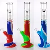 Hookah Glass top bong with collapsible silicone bottom with dab straw concentrate glass flower bowl wax tube dab rig water pipe breaker style
