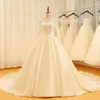 High Quality V neck Wedding Dresses With Long Sleeves Cheap Pleated Satin Keyhole Back With Lace up Illusion Wedding Gowns Long Cheap