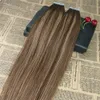 Fita de cabelo humano 100% em extensões Balayage Fita destacada em extensões de cabelo Remy Omber Extensões de cabelo brasileiro 100 g/40 pçs