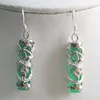 Green Jade Black Agate White Gold Plated Dragon Pendant Earrings9168776