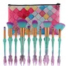 Hot 10st / Set Makeup Brushes Set för kosmetisk ögonskugga Pulver Blush Blending Mermaid Brush Kit med påse