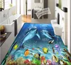 3D pavimentazione carta da parati delfino soggiorno camera da letto bagno in PVC pavimento impermeabile murale wallpaper home decor 3d