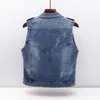 Kvinnors väst 2023SS Hot Summer Fashion Trend Denim Vest Women's Motorcykel Kort Vest Korean Vintage Explosive Jeans Vest ärmlös Cardigan Women's Jacket