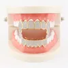 Fondo di fabbrica Denti d'oro Grillz Denti Hip Hop Grillz Brillante Bling CZ Iced Out Men Cool Bocca Accessorio US Rapper Gioielli per il corpo3219491647