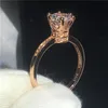 Moda Lady Crown Pierścień 1CT 5A Cyrkon CZ Rose Gold Wypełnione 925 Srebrny Zespół Ślubny Pierścienie Dla Kobiet Bridal Jewelry Prezent