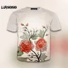 Liasoso 2018 Sommar Loose Fashion Akvarellmålning Blomma Märke Kläder 3D Print Män och Kvinnor Högkvalitativ T-shirt SE1218