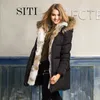 2017 Kobiety Down Ciepłe Długie Prezent Płaszcz Jacket Parka Zipper Fashion New Winter Odzieży Odzieży Kołnierz Nowy Plus Rozmiar gruby