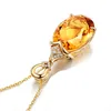 Sterling Silver 925 Pendant Necklace For Women Fine Jewelry Yellow Citrine Chain Wedding Engagement Party Valentine day gift S18101308