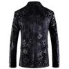 Tang Cool 2018 Nova Chegada Mens Velvet Blazers Floral Prom Vestido Blazers Casual Blazer e Terno