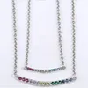 Popular genuino 100% 925 cadena de plata esterlina colorido Rhinestone collar estilo europeo de lujo DIY regalo de la joyería 50cm PNC4