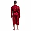 Herr Silk Satin Pyjamas Sleepwear Robe Robes Nightgowns Robes S M L XL 2XL Plus Gray/Blue/Bourgogne/Black Male Summer Robe