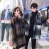 المرأة الصوف معطف الشتاء 2018 امرأة منقوشة المعاطف والسترات النساء عارضة الكورية سترة واقية زوجين سقوط أبلى دافئ