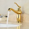 Gold Basin Kranen Badkamer Sink Kranen Enkele Gat Badkamer Water Taps Gouden Afwerking Messing Mixer Tap Torneiras Para