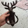 2 Pieces Cast Iron Reindeer Door Knocker Home Decor Deer Stag Head Doorhandle Doorlatch Country Rural Metal Crafts Gate Decoration Mounted Vintage Antique Animal