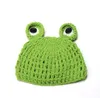 Cute Baby Infant Newborn Handmade Crochet Knit Cap Frog Hat Costume Photograph Prop babies month knit cartoon animal beanie