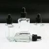 30ml Square Glass Dropper Bottles Eliquid Clear Empty Childproof Tamper Evident Caps For E liquid Vape Juice Essential Oil