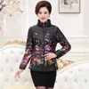 Winter Jacket Slim Polded Cotton Parkas Hijklnl 2018 Kvinnor Flower Coats Plus Size Zipper Ytterkläder Kvinna Tryck Kläder LW229