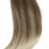 Balayage Avrupa Brezilyalı Perulu Ham Inaian manikür hizalanmış saç Düz Bant İnsan Saç Virgin İnsan Saç Uzantıları 50g 20 adet