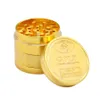 Gold Herb Grinder 40*36mm 4 Piece Herbal Alloy Smoke Metal Smoking Grinders Cracker