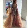 Pérolas de luxo Sereia Vestido de Baile Com Overskirt Com Decote Em V Lantejoulas Beads Manga Comprida Celebrity Dress Moda Sexy Dubai Celebrity Evening Dress