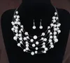 2019 Nuovi set di gioielli da sposa in oro orecchini collo perle gioielli da sposa collana in argento set di orecchini per le donne regalo di nozze di moda247N