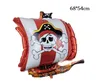 Navio pirata em forma de balão da folha crânio pirata Crossbones Foil Balloons Halloween Party decorações diy presentes das crianças brinquedo